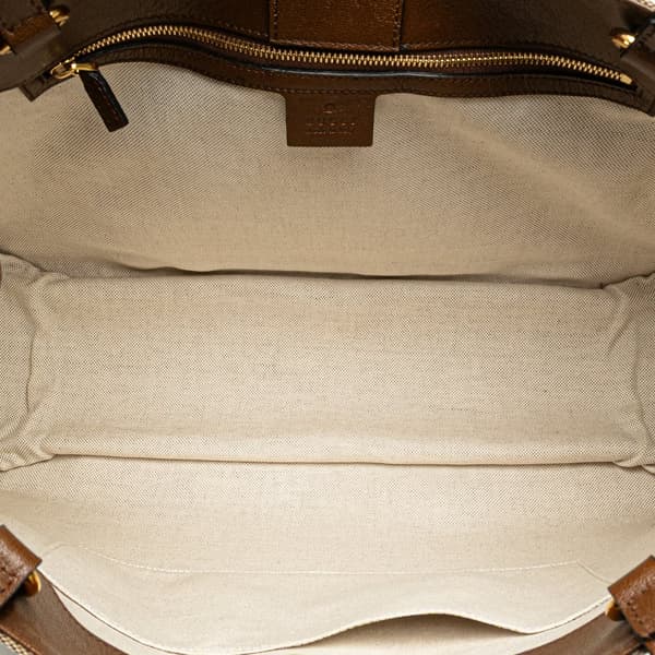 Pre-owned Gucci GG Canvas Horsebit 1955 Tote Brown