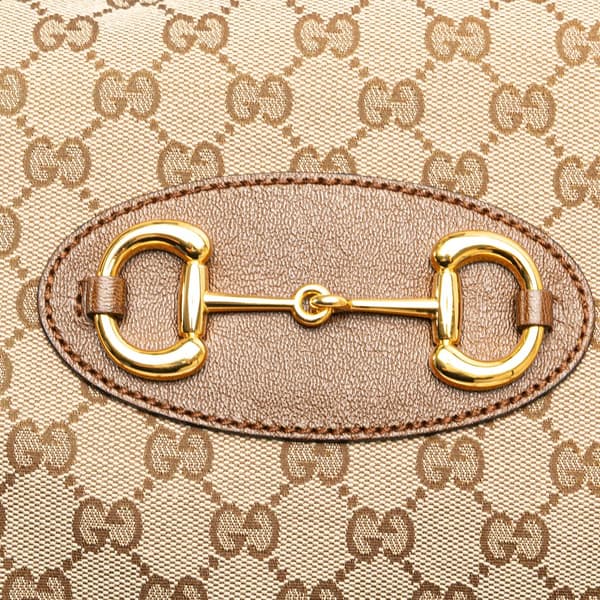 Pre-owned Gucci GG Canvas Horsebit 1955 Tote Brown