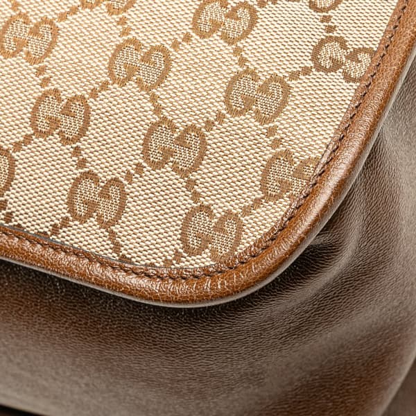 Pre-owned Gucci GG Canvas Horsebit 1955 Tote Brown