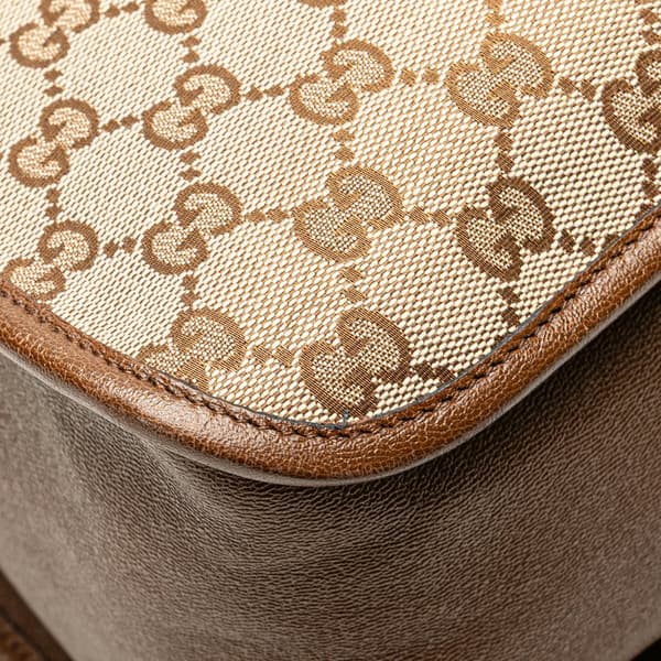 Pre-owned Gucci GG Canvas Horsebit 1955 Tote Brown