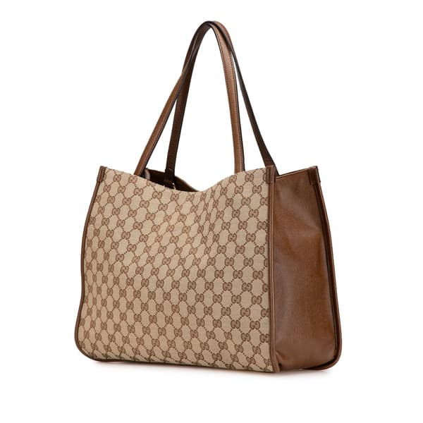 Pre-owned Gucci GG Canvas Horsebit 1955 Tote Brown
