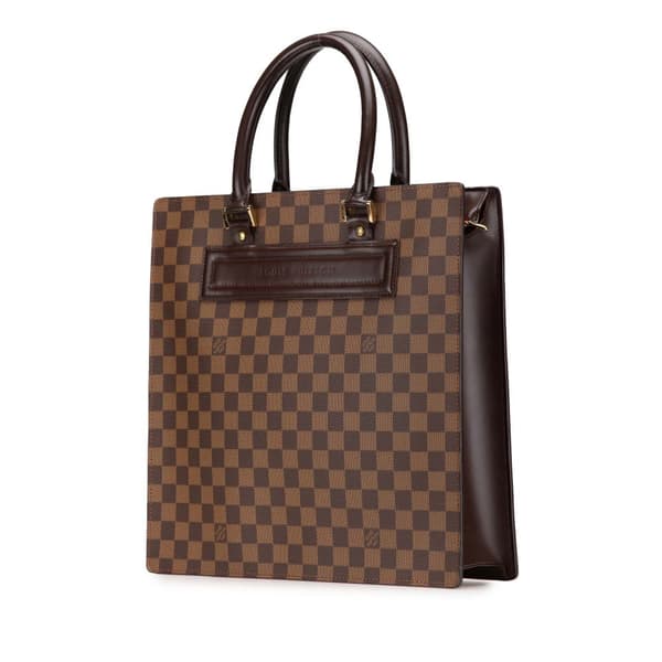 Pre-owned Louis Vuitton Damier Ebene Venice Sac Plat GM Brown