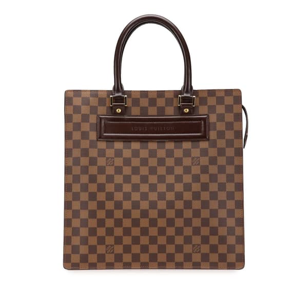 Pre-owned Louis Vuitton Damier Ebene Venice Sac Plat GM Brown