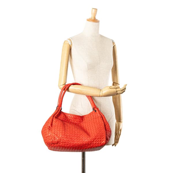 Pre-owned Bottega Veneta Nappa Intrecciato Parachute Tote Red