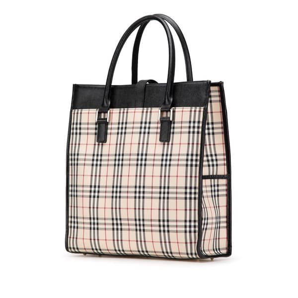 Pre-owned Burberry House Check Canvas Tote Brown