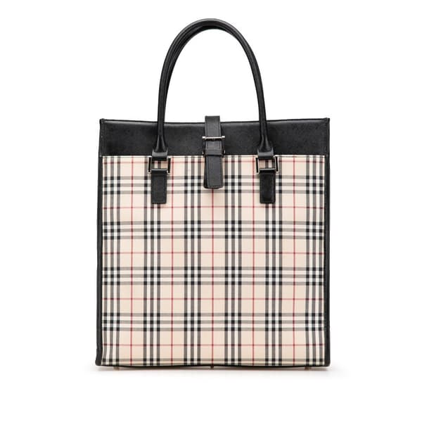 Pre-owned Burberry House Check Canvas Tote Brown