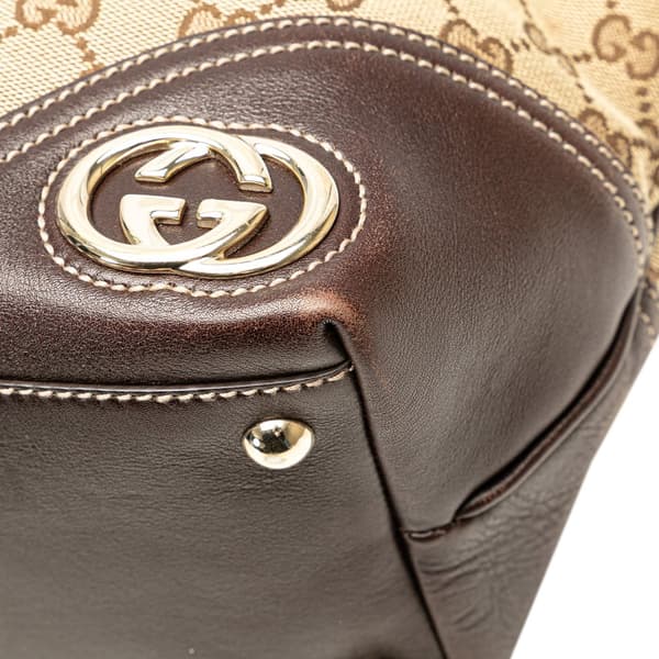 Pre-owned Gucci GG Canvas New Britt Tote Brown