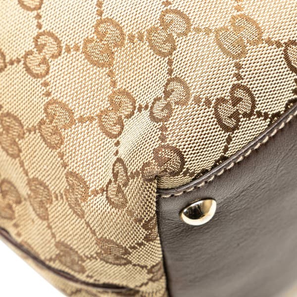 Pre-owned Gucci GG Canvas New Britt Tote Brown