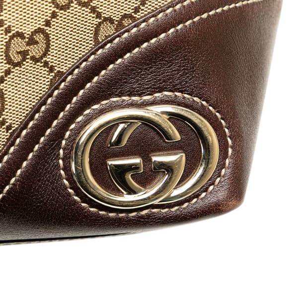 Pre-owned Gucci GG Canvas New Britt Tote Brown