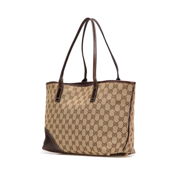 Pre-owned Gucci GG Canvas New Britt Tote Brown