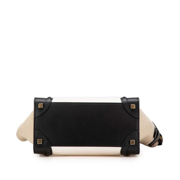 Pre-owned Celine Mini Tricolor Leather Luggage Tote White