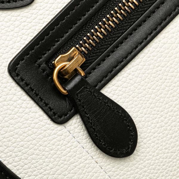 Pre-owned Celine Mini Tricolor Leather Luggage Tote White