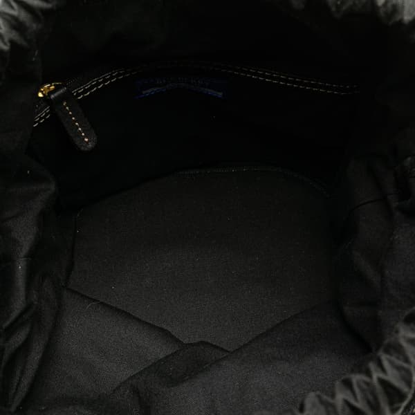 Pre-owned Burberry Striped Raffia Basket Bag Black
