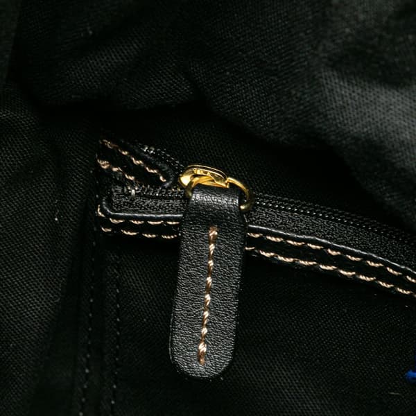 Pre-owned Burberry Striped Raffia Basket Bag Black