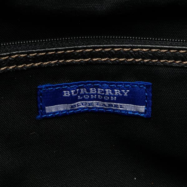 Pre-owned Burberry Striped Raffia Basket Bag Black