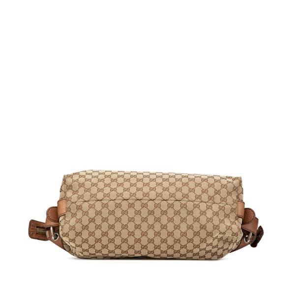 Pre-owned Gucci Medium GG Canvas Bamboo Bar Tote Brown