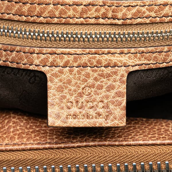 Pre-owned Gucci Medium GG Canvas Bamboo Bar Tote Brown