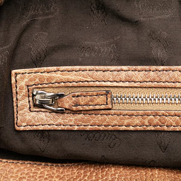 Pre-owned Gucci Medium GG Canvas Bamboo Bar Tote Brown