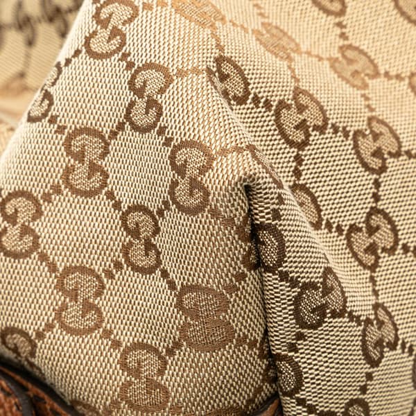 Pre-owned Gucci Medium GG Canvas Bamboo Bar Tote Brown