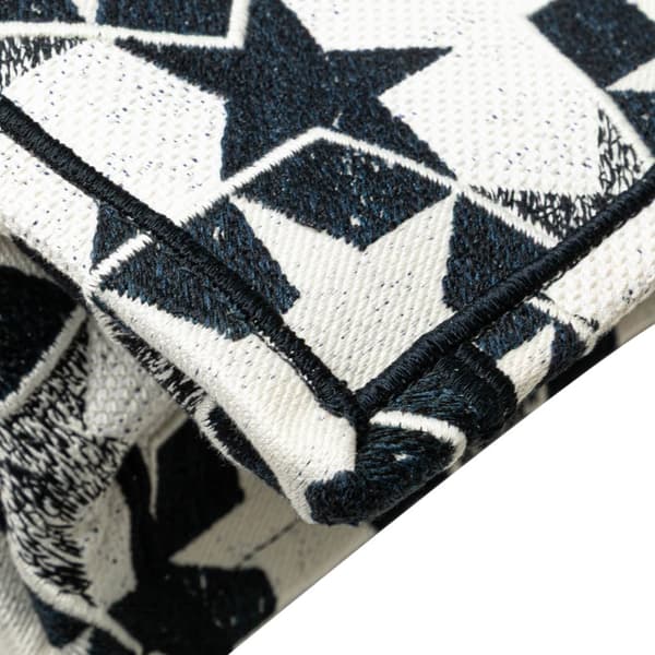 Pre-owned Dior Large Canvas Embroidered Lucky Star Book Tote Blue