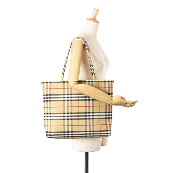 Pre-owned Burberry House Check Canvas Tote Brown