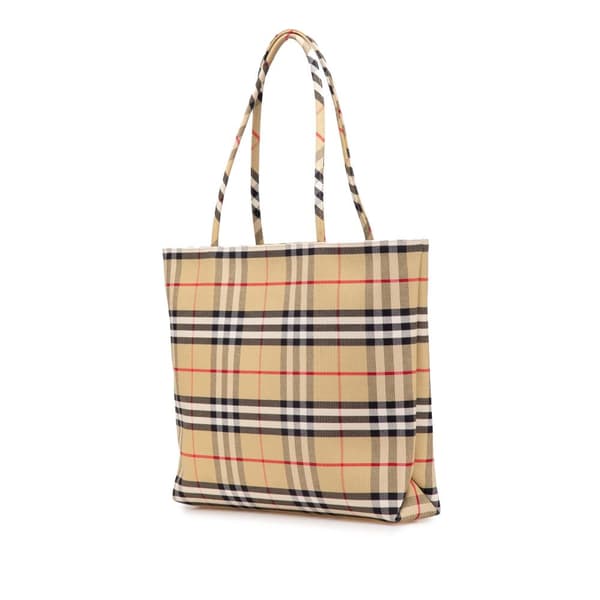 Pre-owned Burberry House Check Canvas Tote Brown