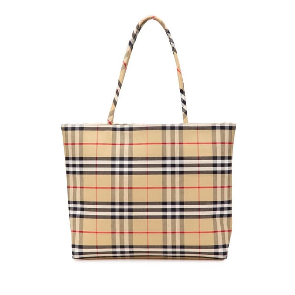 Pre-owned Burberry House Check Canvas Tote Brown