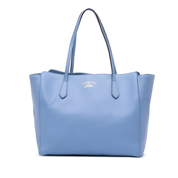 Pre-owned Gucci Medium Leather Swing Tote Blue