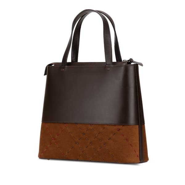 Pre-owned Burberry Leather and Suede Stitch Tote Brown