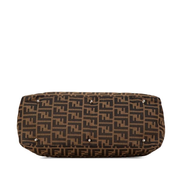 Pre-owned Fendi Large Zucca Canvas Twins Tote Brown