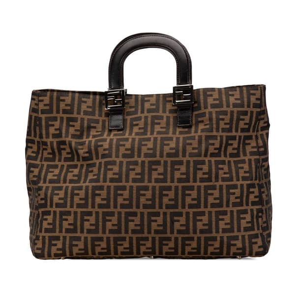 Pre-owned Fendi Large Zucca Canvas Twins Tote Brown