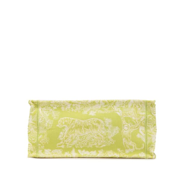 Pre-owned Dior Medium Canvas Embroidered Dioriviera Toile De Jouy Book Tote Green