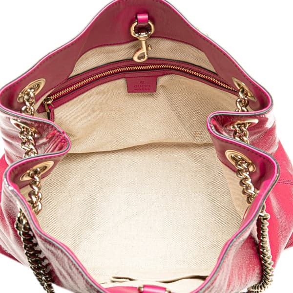 Pre-owned Gucci Medium Patent Soho Chain Tote Pink