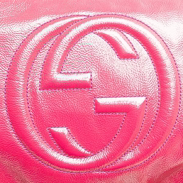 Pre-owned Gucci Medium Patent Soho Chain Tote Pink