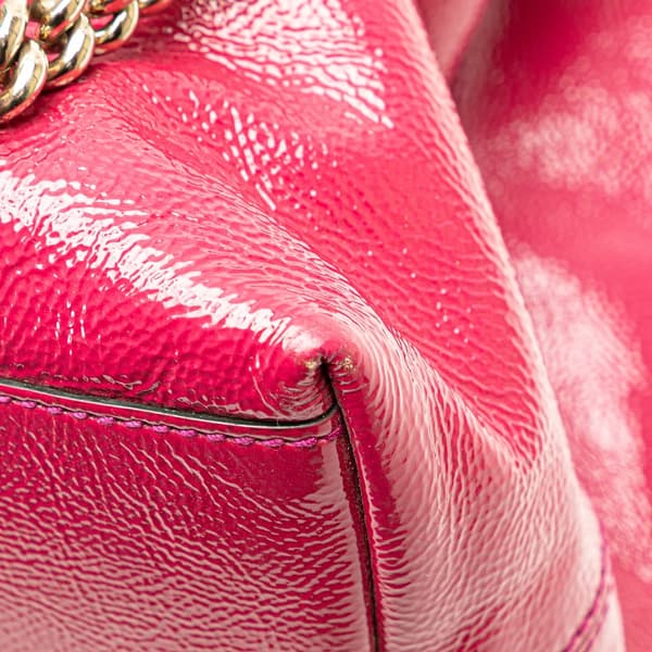 Pre-owned Gucci Medium Patent Soho Chain Tote Pink
