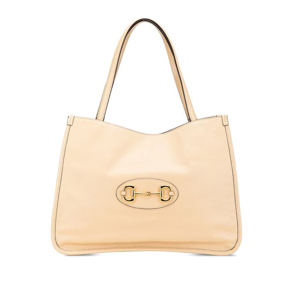 Pre-owned Gucci Medium Leather Horsebit 1955 Tote Brown