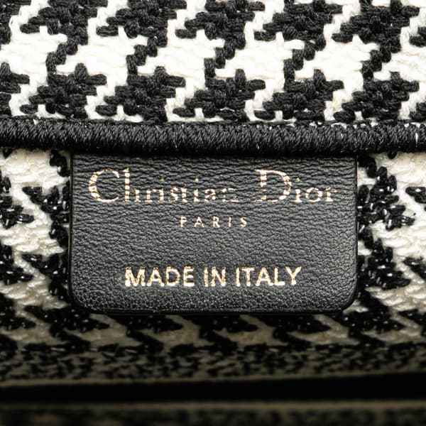Pre-owned Dior Small Houndstooth Embroidered Book Tote Black
