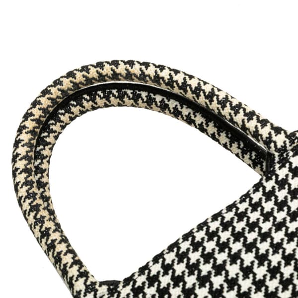Pre-owned Dior Small Houndstooth Embroidered Book Tote Black