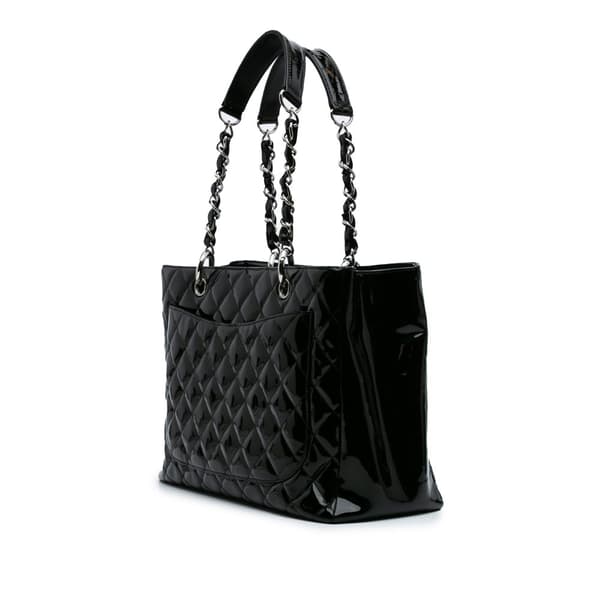 Pre-owned Chanel Patent Grand Shopping Tote Black