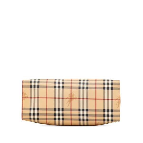 Pre-owned Burberry Haymarket Check Coated Canvas Tote Brown