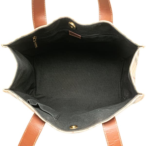 Pre-owned Burberry Haymarket Check Coated Canvas Tote Brown