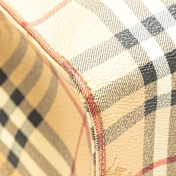 Pre-owned Burberry Haymarket Check Coated Canvas Tote Brown