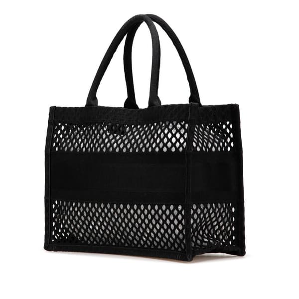 Pre-owned Dior Medium Mesh Embroidered Book Tote Black