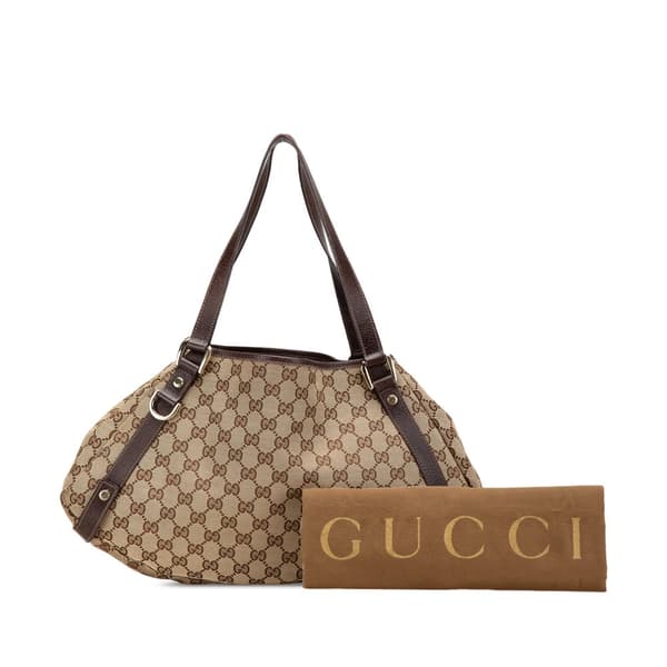 Pre-owned Gucci GG Canvas Abbey D Ring Tote Brown