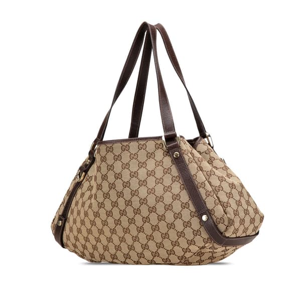 Pre-owned Gucci GG Canvas Abbey D Ring Tote Brown