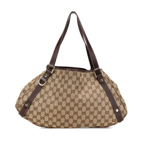 Pre-owned Gucci GG Canvas Abbey D Ring Tote Brown