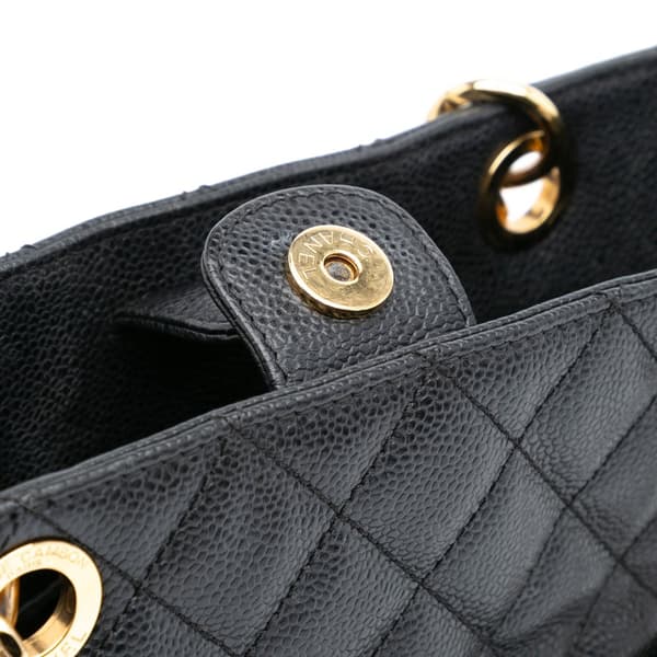 Pre-owned Chanel Caviar Petite Shopping Tote Black