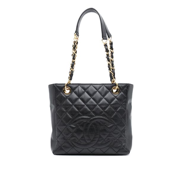 Pre-owned Chanel Caviar Petite Shopping Tote Black