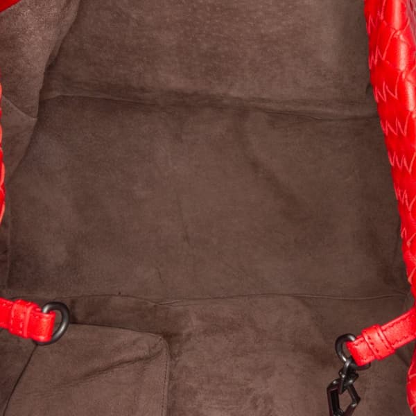Pre-owned Bottega Veneta Large Nappa Intrecciato Cesta Tote Red
