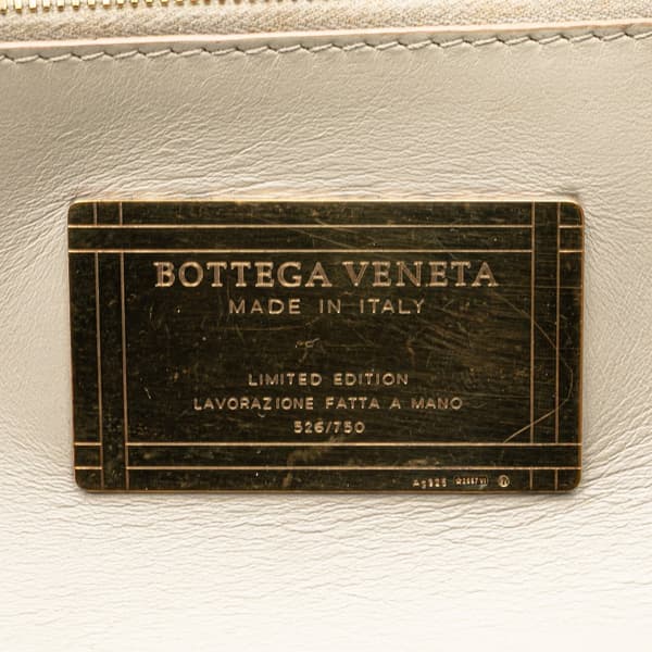 Pre-owned Bottega Veneta Medium Lambskin Intreccio Cabat Tote Gray